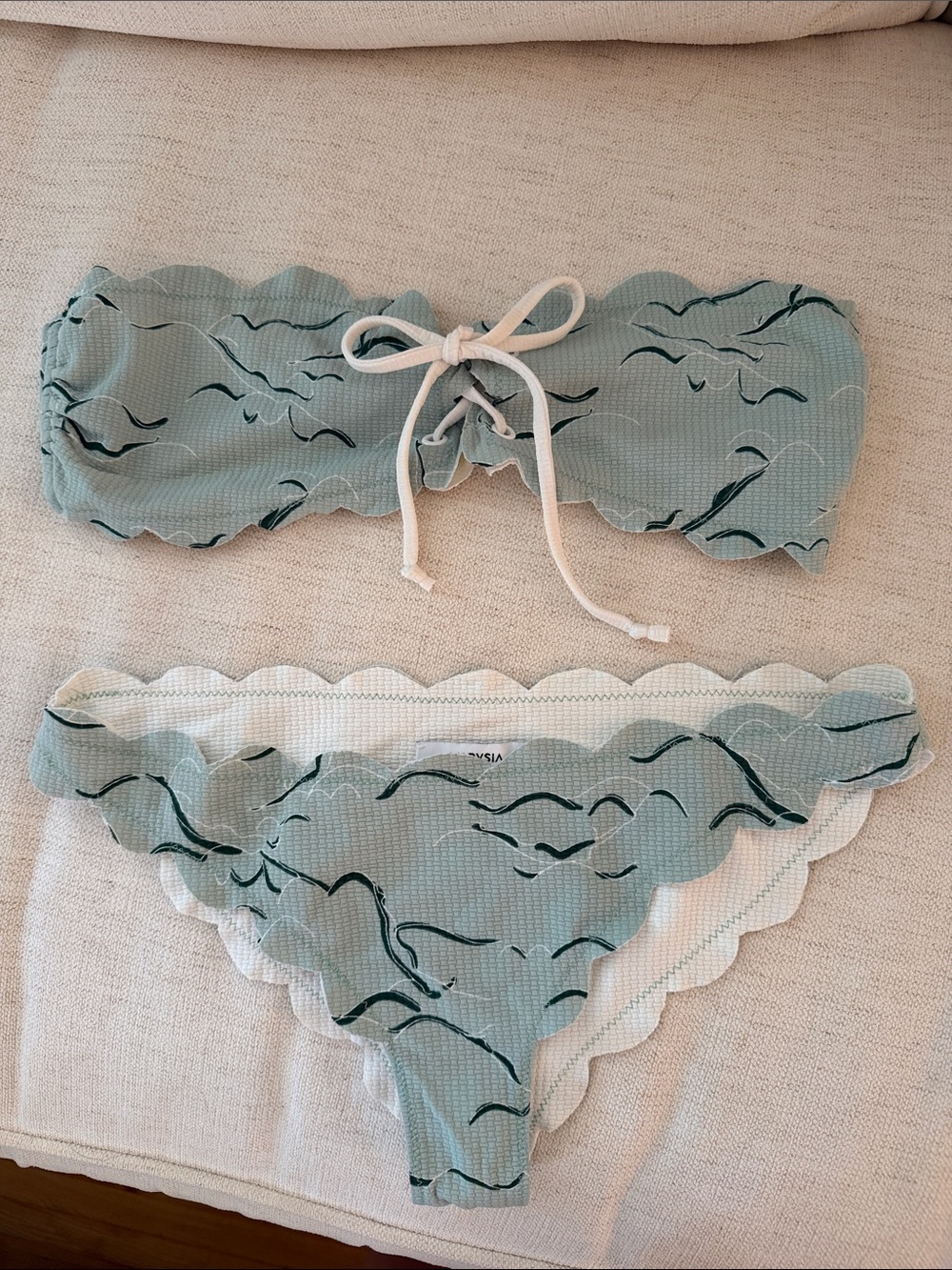 Marysia Swim Cream Scalloped-Edge Bikini Bottom and Top